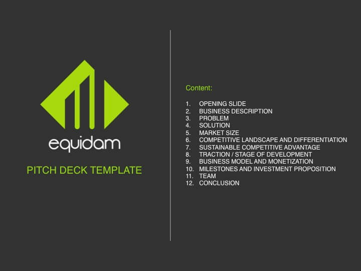 how to create a startup pitch deck template included equidam